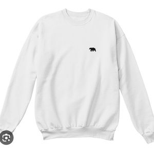 Brandy Melville White Crewneck Sweatshirt with Blue Embroidered Bear